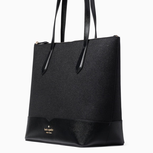 NWT Kate spade black lola sparkle glitter tote - Picture 2 of 10